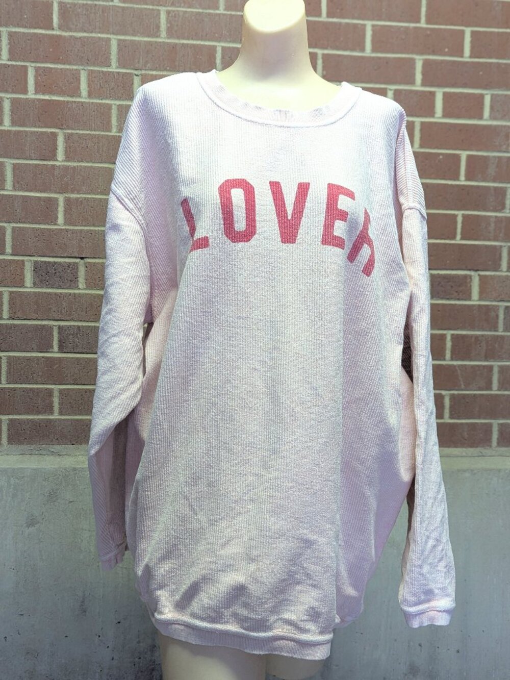 Oat Collective Lover Vintage Style Graphic Sweatshirt Pullover Pink Cotton Large